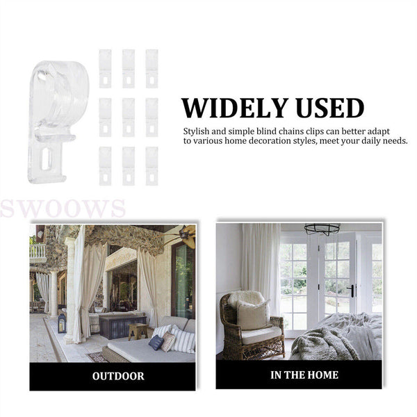 5/10/20 Safety Roller Blind Chain Shade Clear Tensioner Holder Clip Curtain Cord