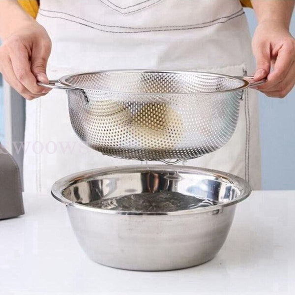 Stainless Steel Fine Mesh Strainer Colander Food Rice Vegetable Fruits Sieve