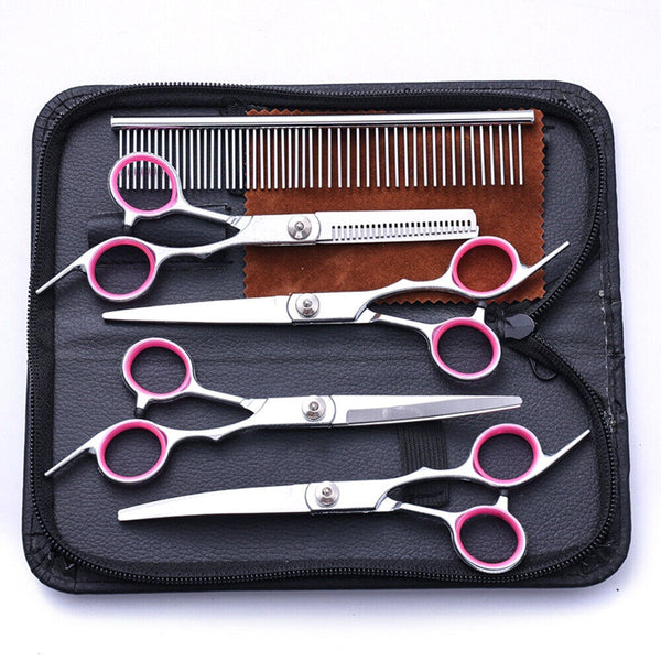 7" Professional Pet Dog Grooming Scissors Shear Hair Cutting Set Curved Tool