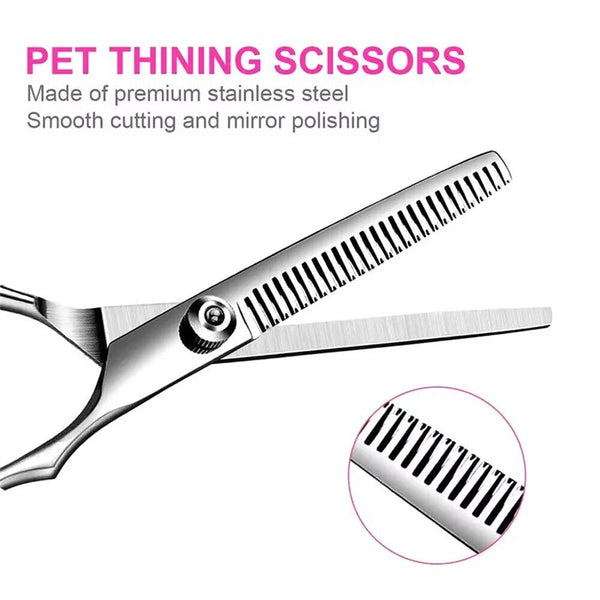 7" Professional Pet Dog Grooming Scissors Shear Hair Cutting Set Curved Tool