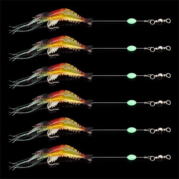 up20 Soft Plastic Fishing Lures Tackle Prawn Shrimp Flathead Bream Cod Bass Glow