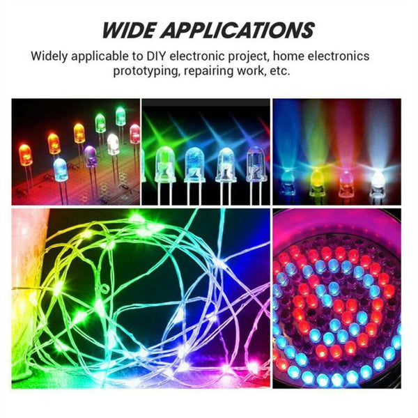 300Pcs 3V 3mm 5mm Light Emitting Diode LED Lamp Assorted Kit Red White Green AU