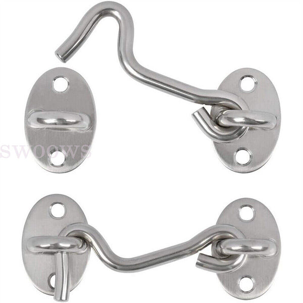 Cabin Hook And Eye Latch Lock Shed Gate Door Stainless Steel Catch Silent Holder