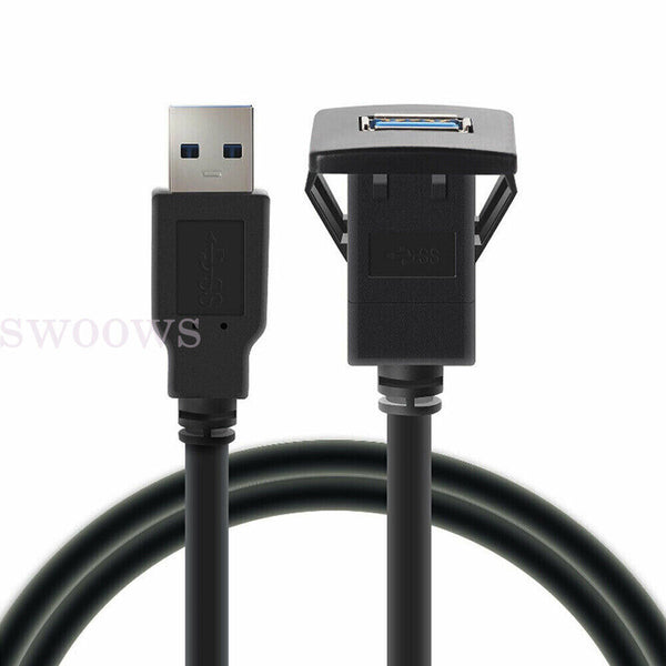 1M Car Dash Board Flush Mount USB Male Female Socket Panel Extension Cable AU