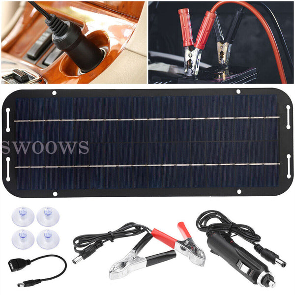 Trickle Charger Solar Panel Kit 12V Battery Charger Maintainer Boat RV Car