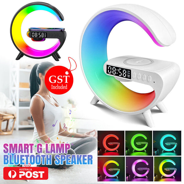 Smart Lamp Bluetooth Speaker Wireless Charger RGB AlarmClock Night Light Battery