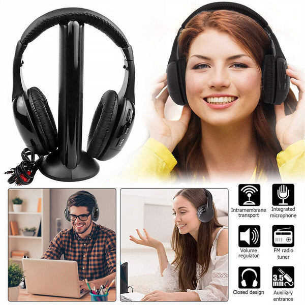 Wireless TV Headphones 5 In 1 Home Headset For TV Watching TV Ear Microphone AU