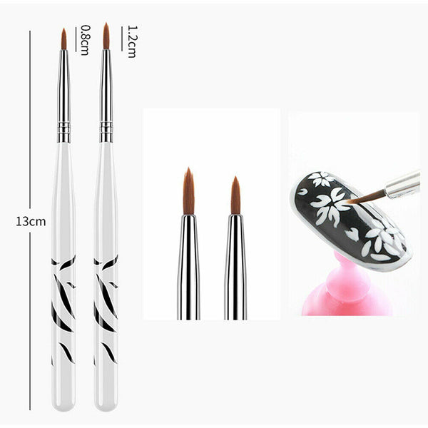 8PCS Acrylic Nail Art Brush Pen UV Gel Painting Drawing Liner Polish Brushes AU