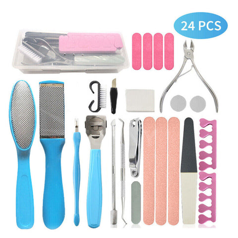 24PCS/Set Tools Pedicure Kit Stainless Steel Nail Grooming Clippers Manicure Set