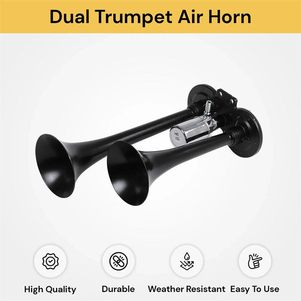 Universal 150DB Dual Trumpet Car Air Horn Compressor Truck Train Loud Speaker AU