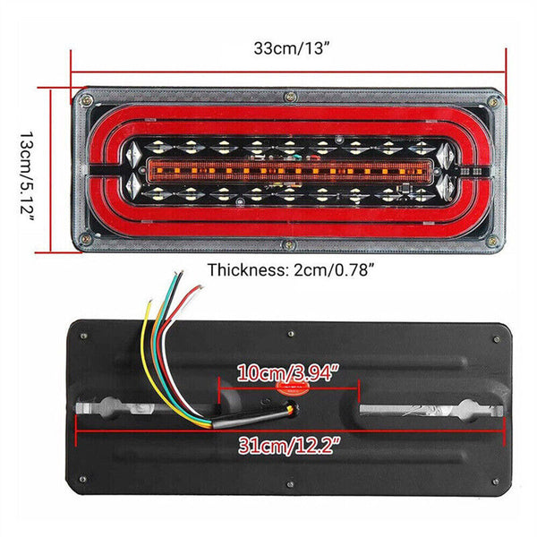 2PCS 12V-24V Sequential Indicator LED Tail Lights Trailer Caravan Truck Stop