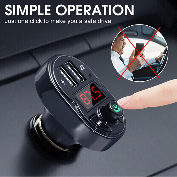 Bluetooth 5.0 FM Transmitter Car Kit Radio Adapter MP3 Player Dual USB Charger