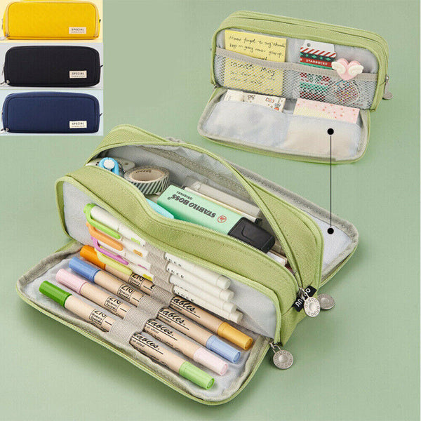 Zipper Pencil Case Pen Bag Organizer School Office Cosmetic Stationery Storage