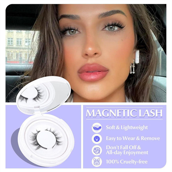 Reusable Natural Magnetic Eyelashes with Applicator No Glue Needed Lashes Kit AU