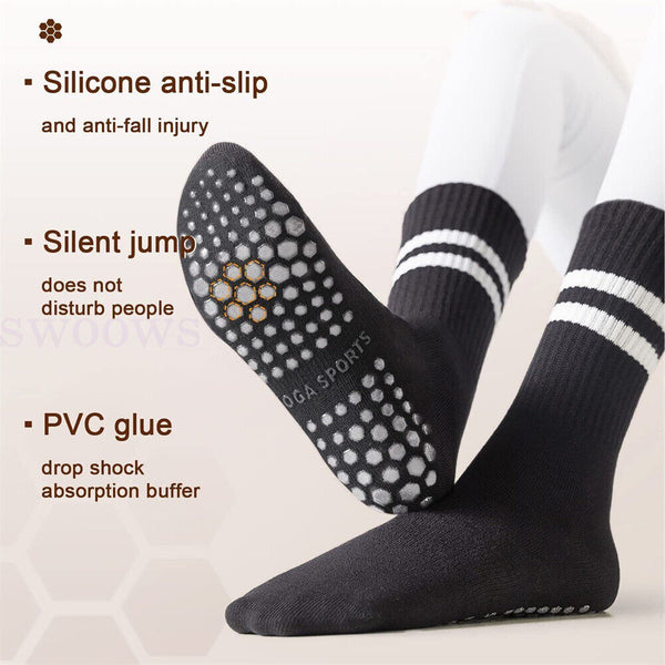 1/3Pair Yoga Socks Non-Slip Grips Anti-Skid Pilates Barre Dance Cushioned Sock