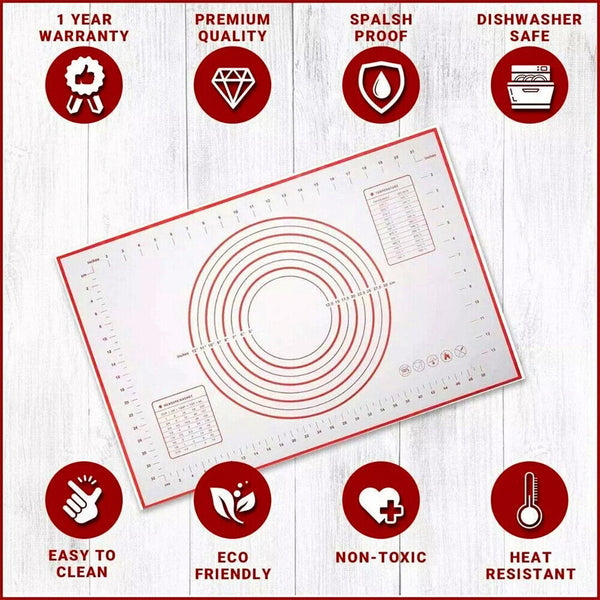 Silicone Baking Mat Non-Stick Rolling Cake Dough Scale Pastry Clay Fondant Sheet