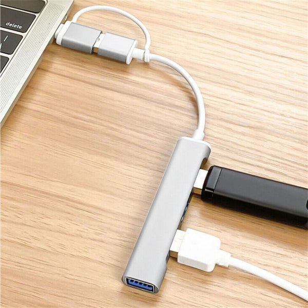 USB C HUB 3.0 Type C 4-Port Multi-Splitter OTG Adapter For Laptop Mac PC Android