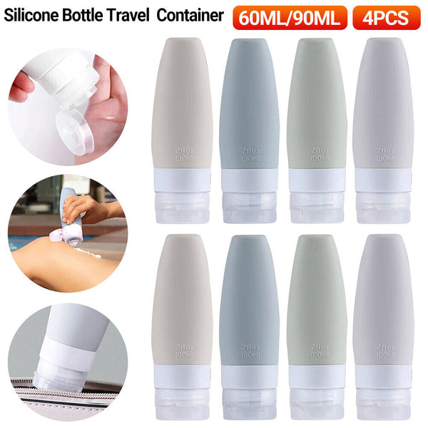 4PCS Cosmetic Container Dispenser Silicone Empty Bottle Travel Shampoo Lotion