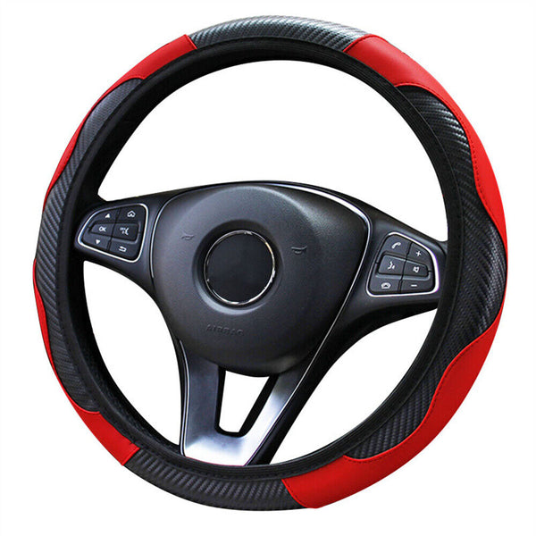 Car Steering Wheel Cover Leather Breathable Anti-slip Protector Universal 38cm