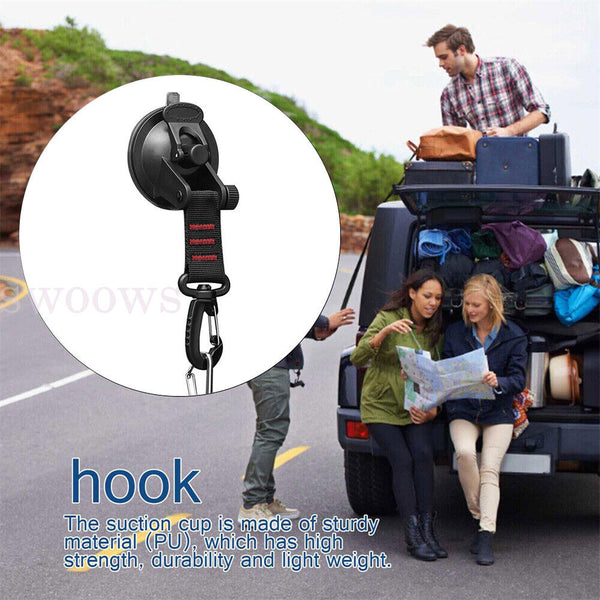 1-4PCS Heavy Duty Suction Cup Anchor Tie Downs w/Hooks Lock Car Awning Camping