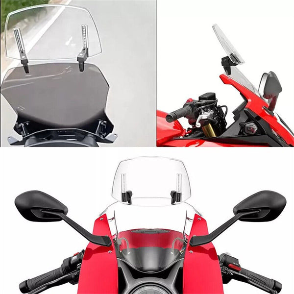 Universal Wind Screen Extension Deflector Clip On Motorcycle Windshield Protect