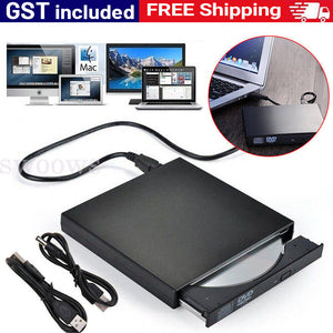 External Drive USB Portable Burner CD RW DVD ROM Reader Writer For Mac & Windows