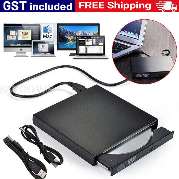 External Drive USB Portable Burner CD RW DVD ROM Reader Writer For Mac & Windows