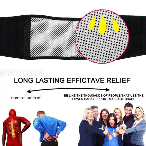 Self Heating Magnetic Back Support Lumbar Lower Waist Brace Belt Pain Relief AU