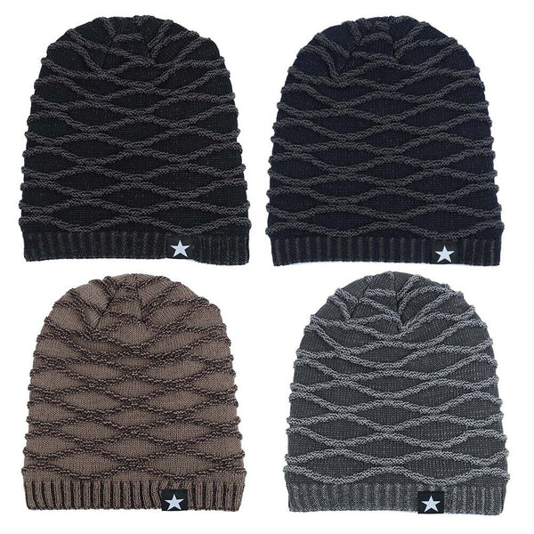 Men Knitted Thermal for Slouch Beanie Hat Winter Fleece Lined Warm Skull Ski Cap