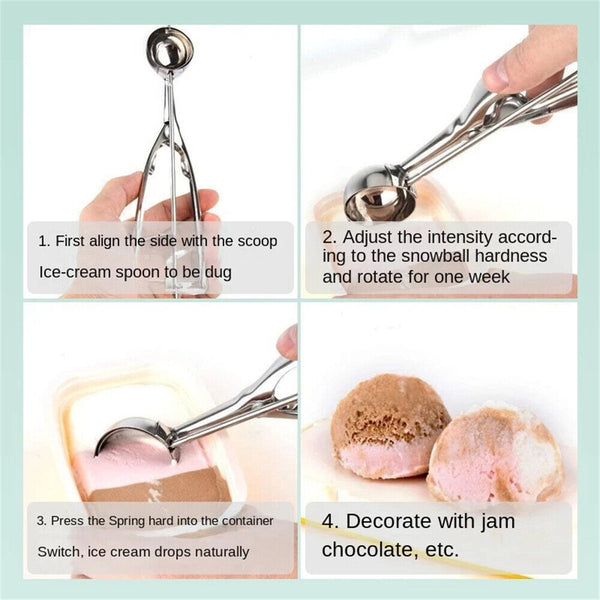 Ice Cream Scoop Stainless Steel Cookie Mash Muffin Spoon IceCream 4/ 5/ 6cm AUS