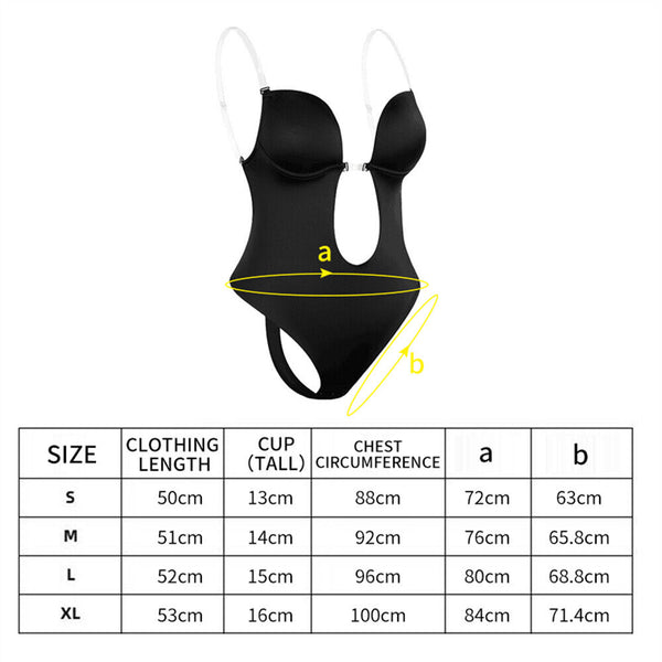 Women Invisible Push Up Bra Backless Bodysuit wedding Party Bra Deep U Underwear