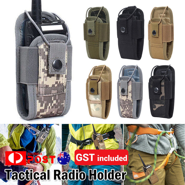 1/2x Tactical Radio Holder Outdoor Walkie Talkie Pouch Case Belt Holster Bag