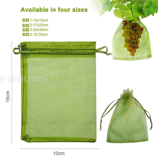 50/100x Fruit Net Bags Agriculture Garden Vegetable Protection Mesh Insect Proof