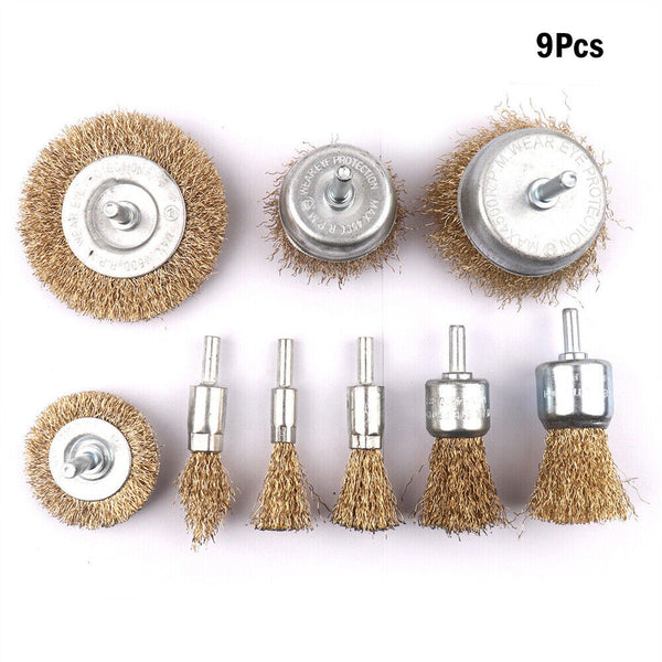 Wire Brush Wheel Cup Flat End Brushes 1/4” Shank Rotary Grinder Tools Drill Bits