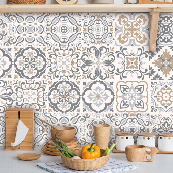 24PCS Moroccan Style Tile Wall Stickers Kitchen Bathroom Self-Adhesive Mosaic AU