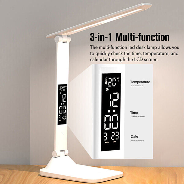 LED Desk Lamp Bedside Study Reading Table Light Double Head USB Ports Dimmable