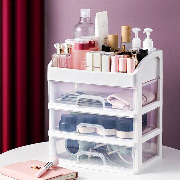 1-3 Drawer Makeup Organizer Container Box Cosmetic Storage Box Desk Case