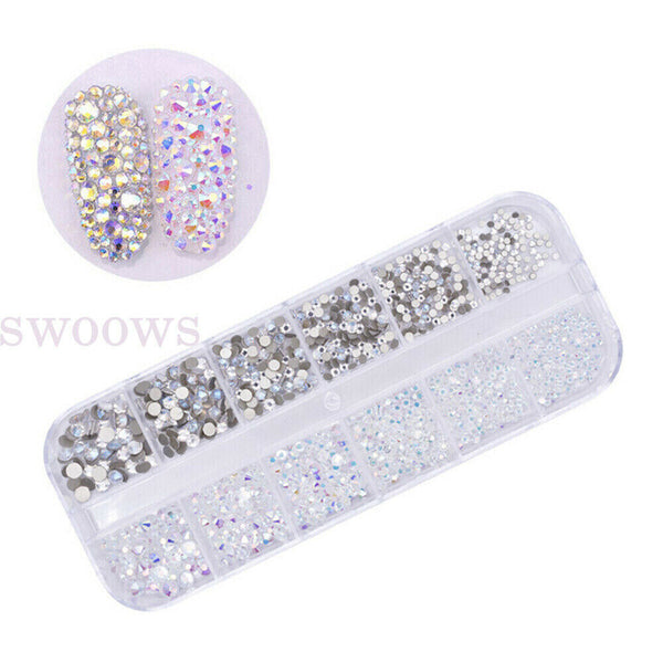 Nail Art 3D Assorted Rhinestones Gem Pearl Glitter Sequins Nail Decor Tips