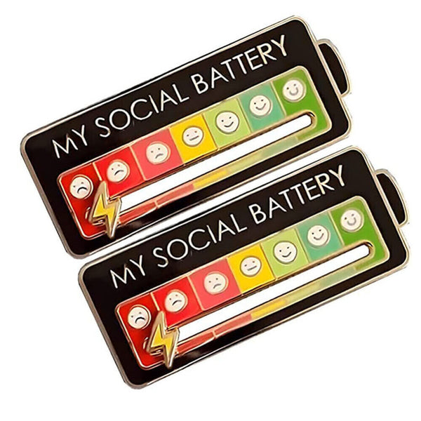 Brooch Pin My Social Battery Mood Funny Interactive Enamel Badge Lapel Pin AU