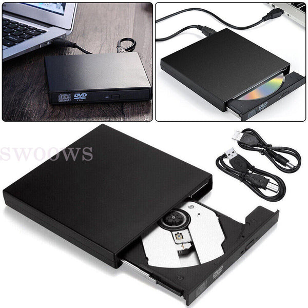 External Drive USB Portable Burner CD RW DVD ROM Reader Writer For Mac & Windows