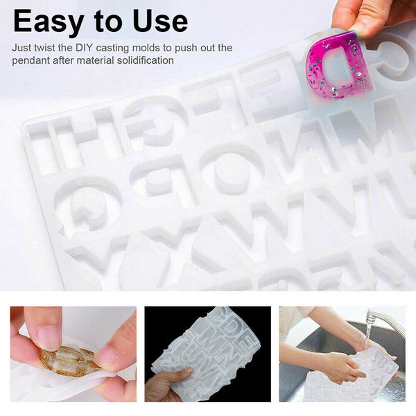 224xEpoxy Resin Mold Casting Letter Alphabet Number Silicone Jewelry Mould Craft