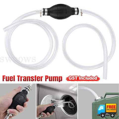 Manual Water Oil Liquid Syphon Petrol Fuel Hose Transfer Pump Hand Siphon Pipe