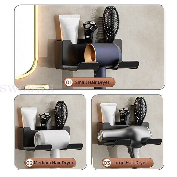 Wall Mounted Rack Organizer Hair Straightener Dryer Holder Bathroom Organizer