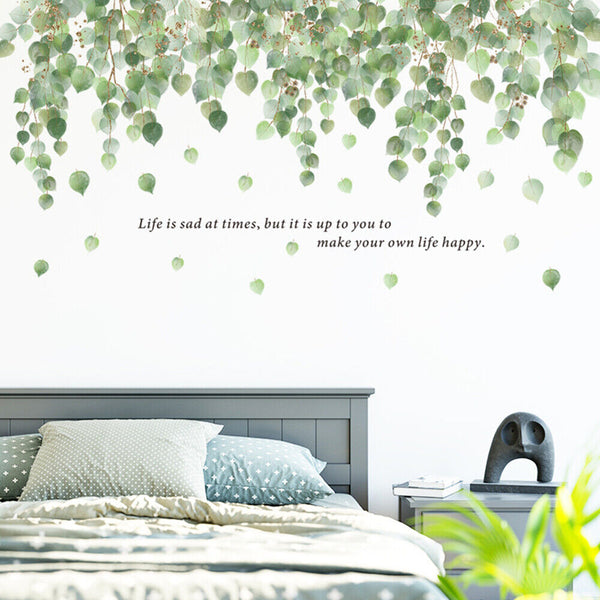 Tropical Green Foliage Leaves Plant Wall Stickers Vinyl Nursery Decor Art Mural