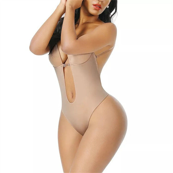 Women Invisible Push Up Bra Backless Bodysuit wedding Party Bra Deep U Underwear