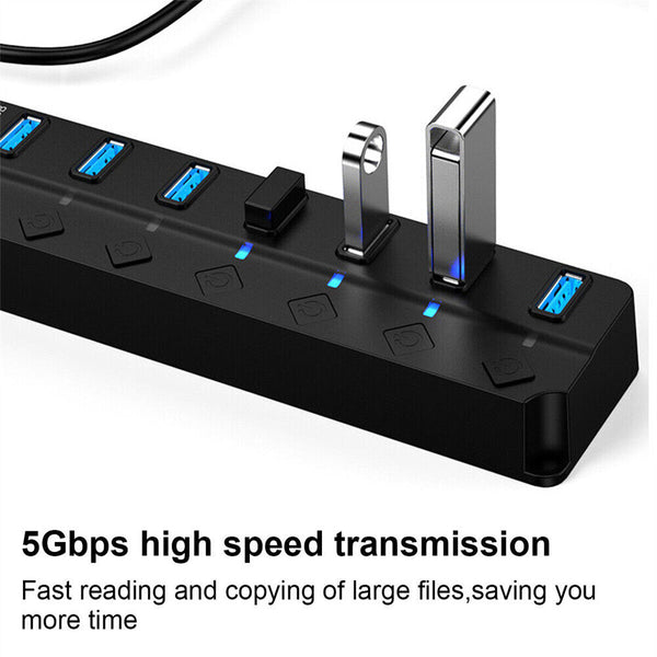 Multi USB 3.0 2.0 Hub 4 Port High Speed Slim Compact Expansion Smart Splitter Au