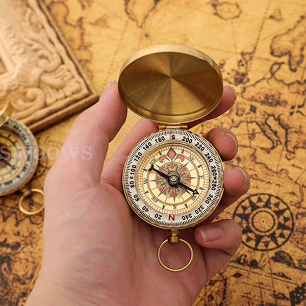 Portable Classic Brass Survival Pocket Camping Compass Outdoor Hiking Watch Map