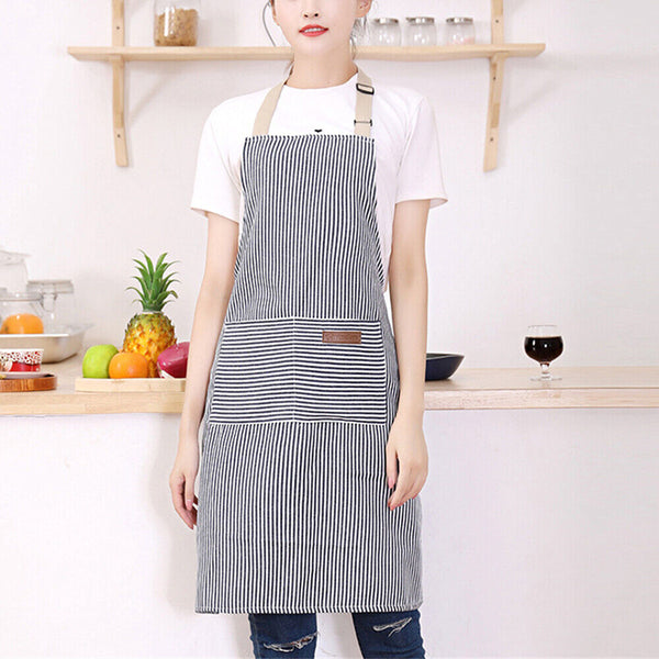 Adjustable Apron Hanging Neck Cooking Kitchen Baking Bar BBQ Chefs 2 Pockets AU