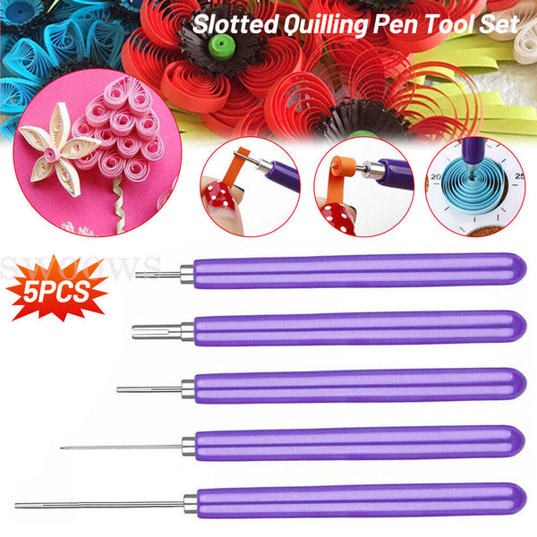 5Pcs Slotted Paper Quilling Winder Roll DIY Origami Craft Tool Pen Handmade Kit