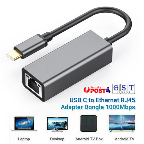 1/2 USB C Ethernet Adapter 1000/100Mbps Network RJ45 LAN Gigabit forApple Mac OS
